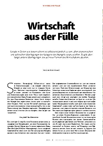 Vorschauseite 1: Wirtschaft aus der Fülle