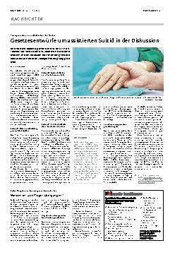 Vorschauseite 1: Gesetzesentwürfe zum assistierten Suizid in der Diskussion
