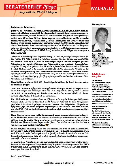 Vorschauseite 1: Beraterbrief Pflege 2020-2024