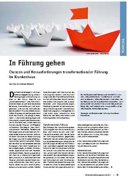 Vorschauseite 1: In Führung gehen: Chancen und Herausforderungen transformationaler Führung im Krankenhaus