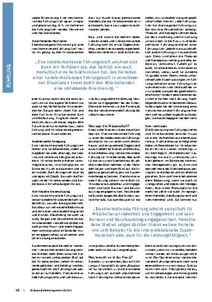 Vorschauseite 2: In Führung gehen: Chancen und Herausforderungen transformationaler Führung im Krankenhaus