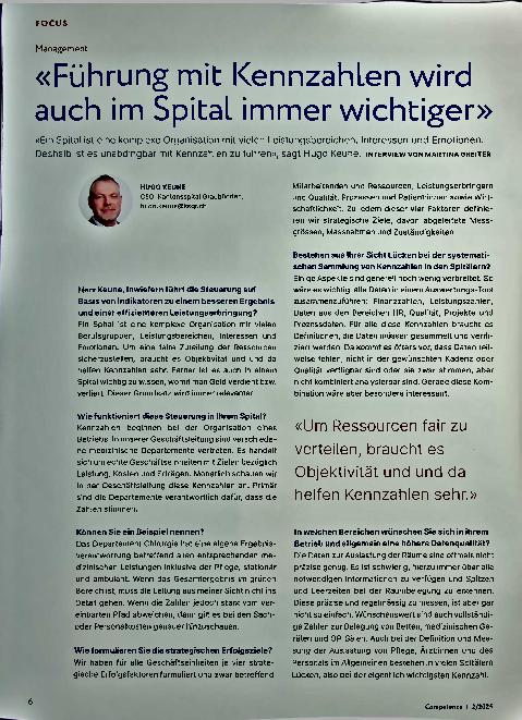 Vorschauseite 1: «Führung mit Kennzahlen wird auch im Spital immer wichtiger.»