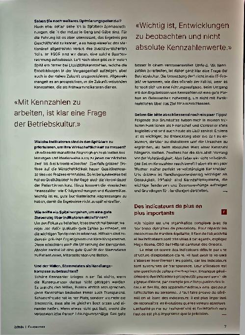 Vorschauseite 2: «Führung mit Kennzahlen wird auch im Spital immer wichtiger.»
