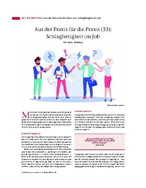 Vorschauseite 1: Aus der Praxis für die Praxis (33): Schlagfertigkeit im Job