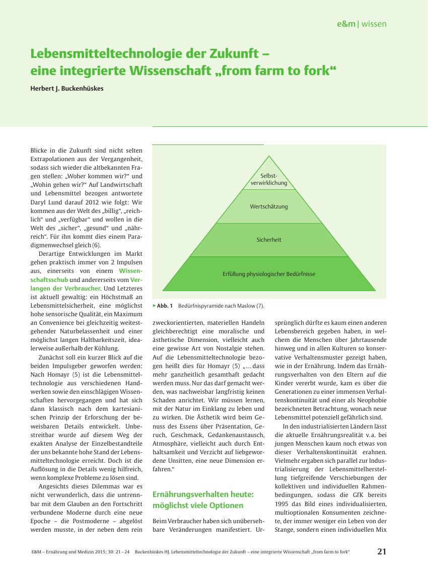 Vorschauseite 1: Lebensmitteltechnologie der Zukunft – eine integrierte Wissenschaft „from farm to fork“