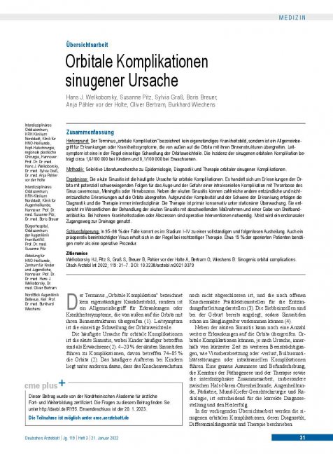 Vorschauseite 1: Orbitale Komplikationen sinusgener Ursache
