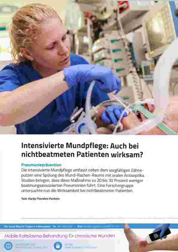 Vorschauseite 1: Intensivierte Mundpflege: Auch bei nicht beatmeten Patienten wirksam?