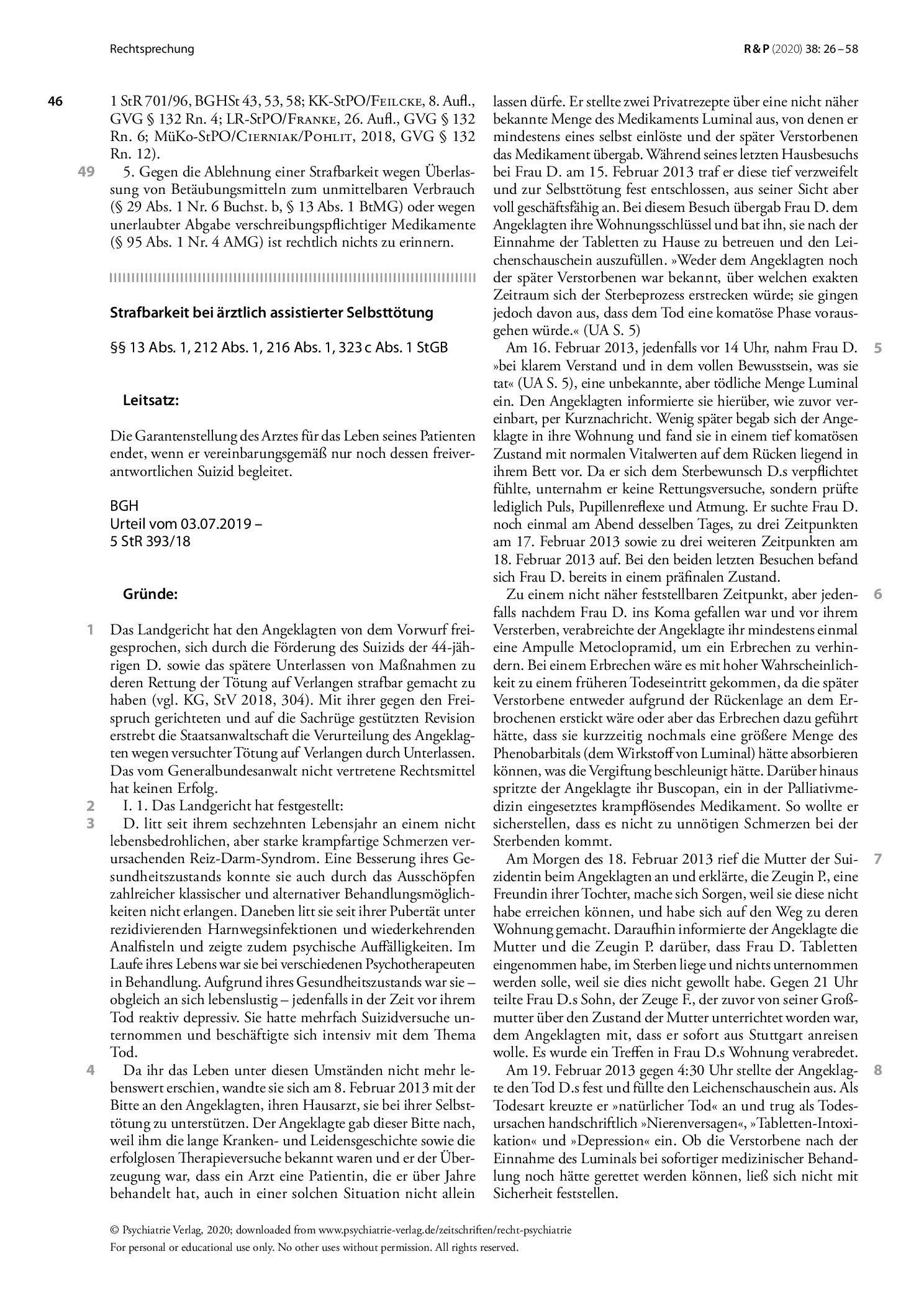 Vorschauseite 6: Strafbarkeit bei ärztlich assistierter Selbsttötung