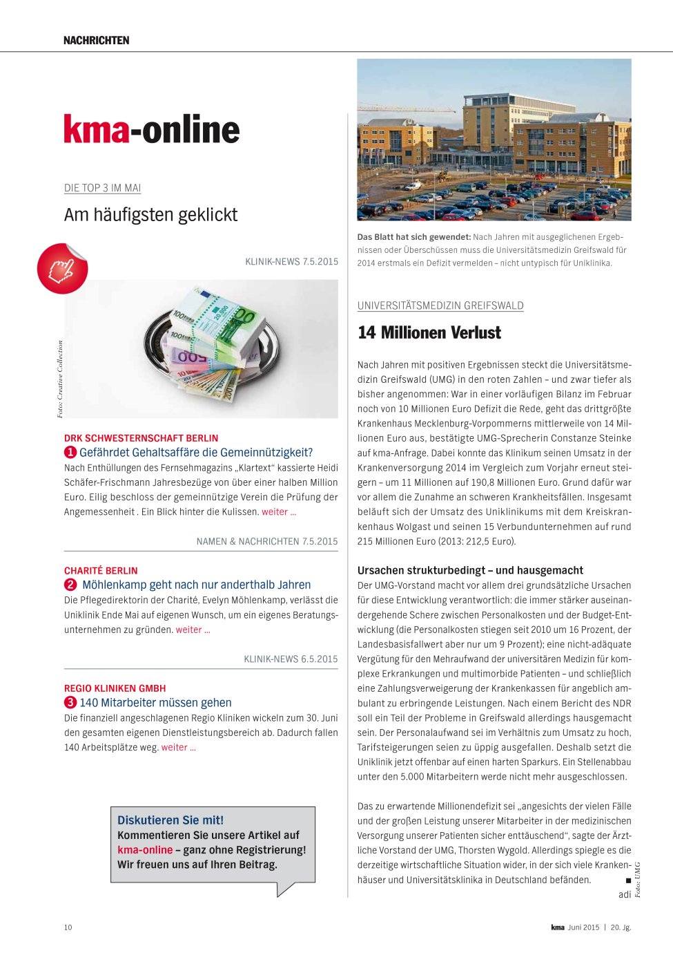 Vorschauseite 1: 14 Millionen Verlust