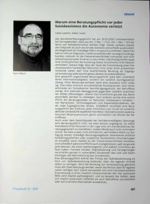 Vorschauseite 1: Warum eine Beratungspflicht vor jeder Suizidassistenz die Autonomie verletzt