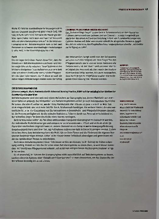 Vorschauseite 2: Cochrane Pflege Forum: Bettalarmsysteme zur Vorbeugung von Stürzen im Krankenhaus