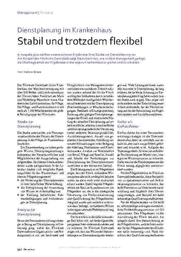 Vorschauseite 1: Dienstplanung im Krankenhaus: Stabil und trotzdem flexibel.