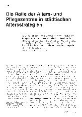 Vorschauseite 1: Die Rolle der Altersund Pflegezentren in städtischen Altersstrategien
