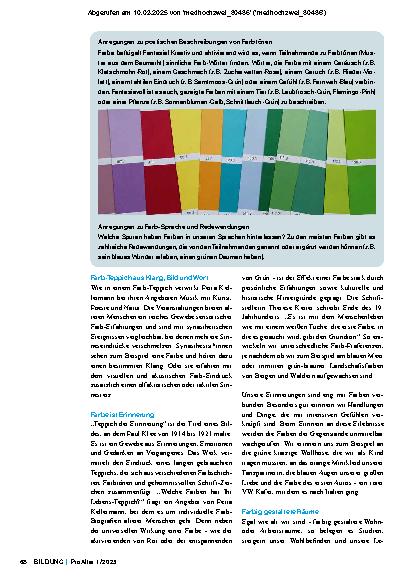 Vorschauseite 5: Die emotionale Kraft der Farben in Kunst, Musik und Poesie Anregungen aus der Praxis von der Kulturgeragogin Petra Kellermann