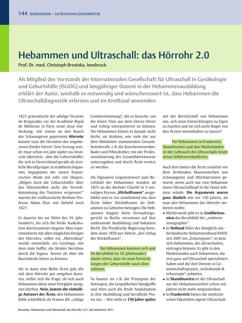 Vorschauseite 1: Hebammen und Ultraschall: das Hörrohr 2.0