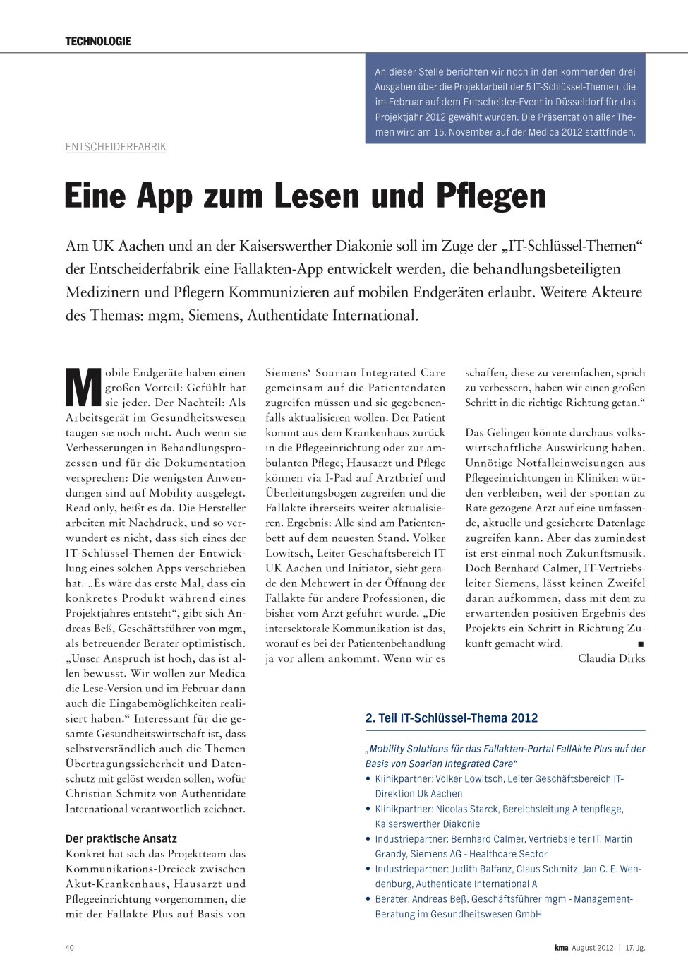 Vorschauseite 1: Eine App zum Lesen und Pflegen