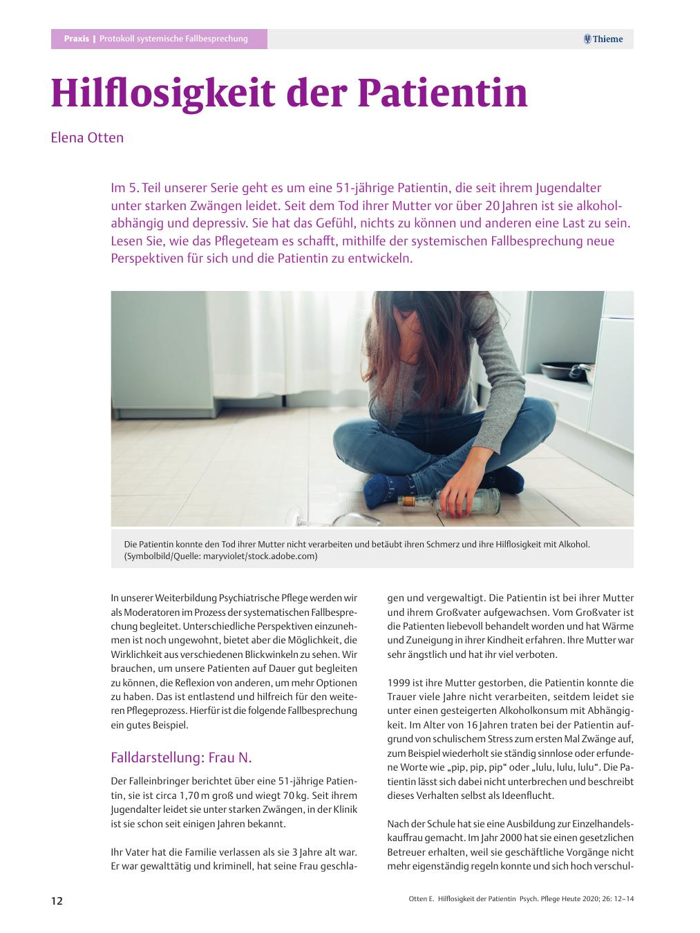 Vorschauseite 1: Hilflosigkeit der Patientin