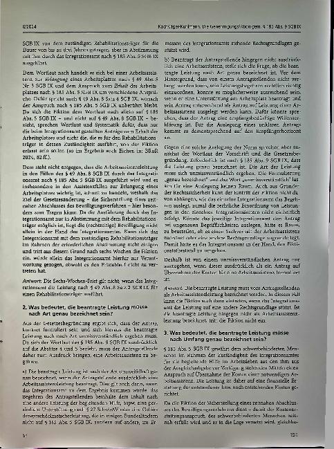 Vorschauseite 3: Die Genehmigungsfiktion gem. § 185 Abs. 9 SGB IX in Bezug auf die Leistungen zur Übernahme der Kosten einer notwendigen Arbeitsassistenz - ein praktikables Instrument für die Prax…