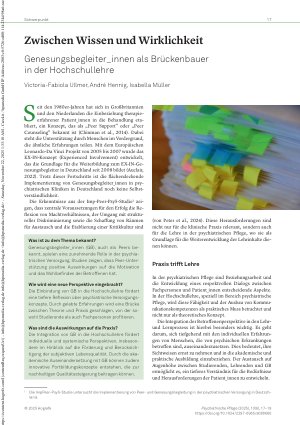 Vorschauseite 1: Zwischen Wissen und Wirklichkeit Genesungsbegleiter_innen als Brückenbauer in der Hochschullehre