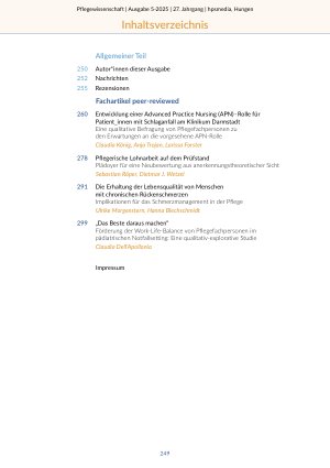 Vorschauseite 3: Pflegewissenschaft Heft 5-2025