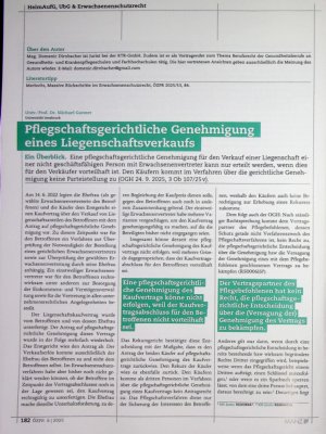 Vorschauseite 1: Pflegschaftsgerichtliche Genehmigung eines Liegenschaftsverkaufs