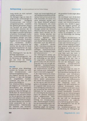 Vorschauseite 2: Zum Schmerzensgeldanspruch nach einer fristlosen Kündigung