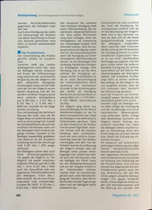 Vorschauseite 4: Zum Schmerzensgeldanspruch nach einer fristlosen Kündigung