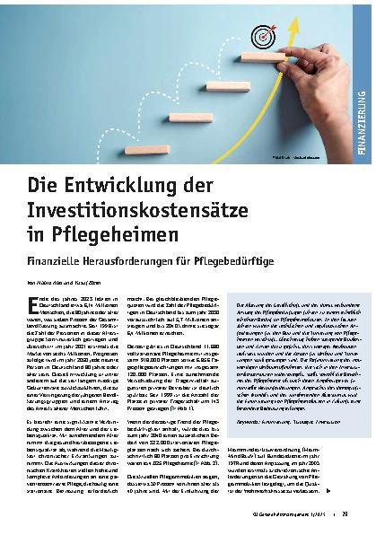 Vorschauseite 1: Die Entwicklung der Investitionskostensätze in Pflegeheimen Finanzielle Herausforderungen für Pflegebedürftige