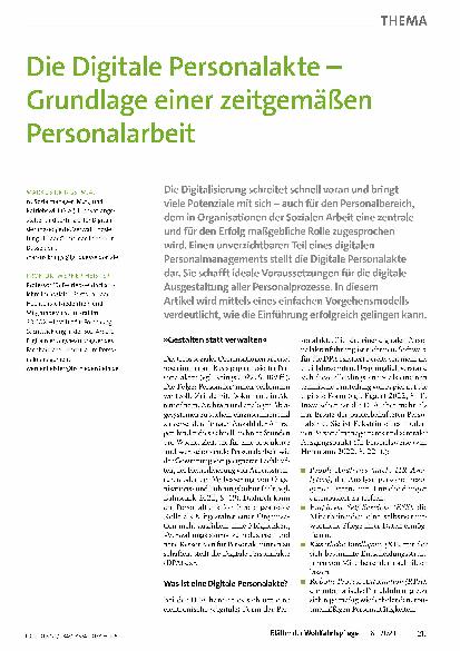 Vorschauseite 1: Die Digitale Personalakte – Grundlage einer zeitgemäßen Personalarbeit