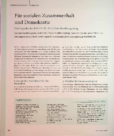 Vorschauseite 1: Für sozialen Zusammenhalt und Demokratie