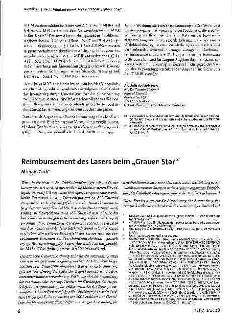 Vorschauseite 1: Reimbursement des Lasers beim „Grauen Star“