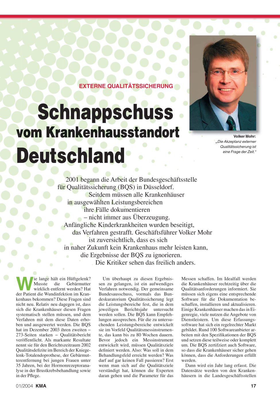 Vorschauseite 1: Schnappschuss vom Krankenhausstandort Deutschland