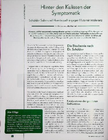 Vorschauseite 1: Hinter den Kulissen der Symptomatik Schüßler Salze und Homöopathie gegen Histaminintoleranz