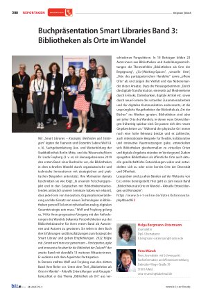 Vorschauseite 1: Buchpräsentation Smart Libraries Band 3: Bibliotheken als Orte im Wandel