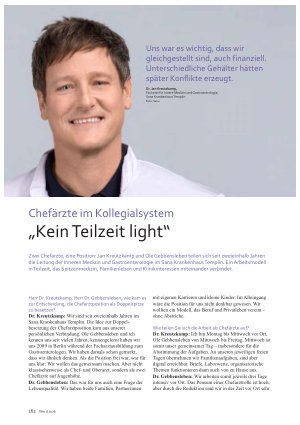 Vorschauseite 1: Chefärzte im Kollegialsystem „Kein Teilzeit light“