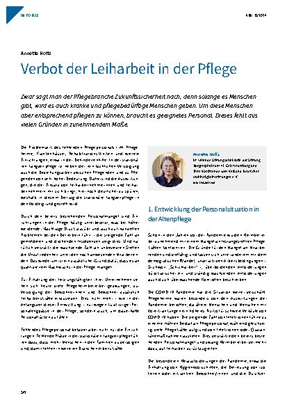 Vorschauseite 1: Verbot der Leiharbeit in der Pflege