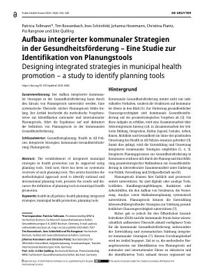 Vorschauseite 1: Aufbau integrierter kommunaler Strategien in der Gesundheitsförderung – Eine Studie zur Identifikation von Planungstools