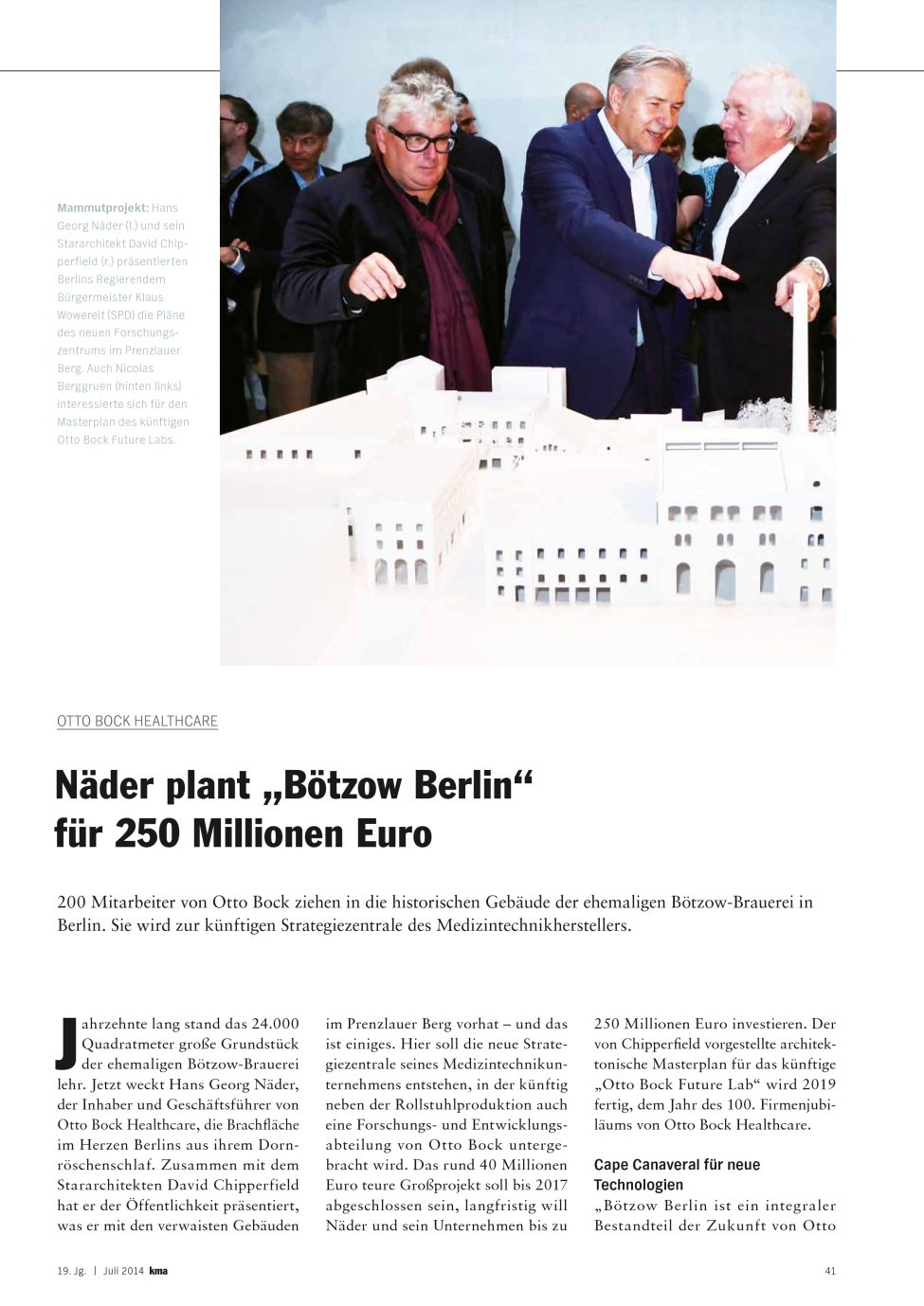 Vorschauseite 1: Näder plant „Bötzow Berlin“ für 250 Millionen Euro