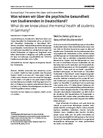 Vorschauseite 1: Was wissen wir über die psychische Gesundheit von Studierenden in Deutschland?