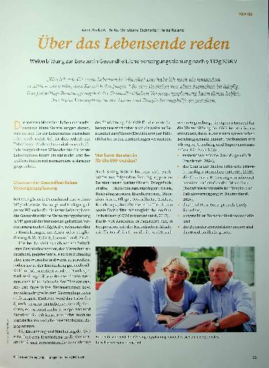 Vorschauseite 1: Über das Lebensende reden Weiterbildung zur Beraterin Gesundheitliche Versorgungsplanung nach § 132g SGB V