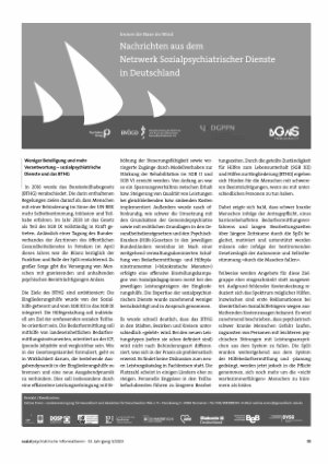 Vorschauseite 1: Nachrichten aus dem Netzwerk Sozialpsychiatrischer Dienste in Deutschland