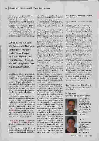 Vorschauseite 3: Integrative Medizin in der Hausarztpraxis. Ein Gespräch mit Dr. Frank Meyer und Dr. Simona Kocher