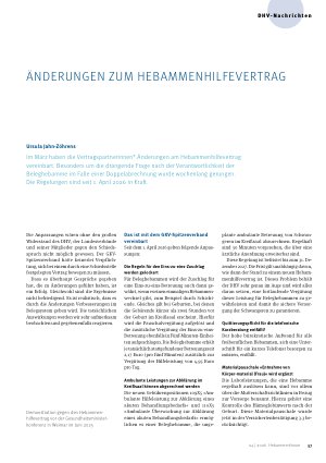 Vorschauseite 1: Änderungen zum Hebammenhilfevertrag