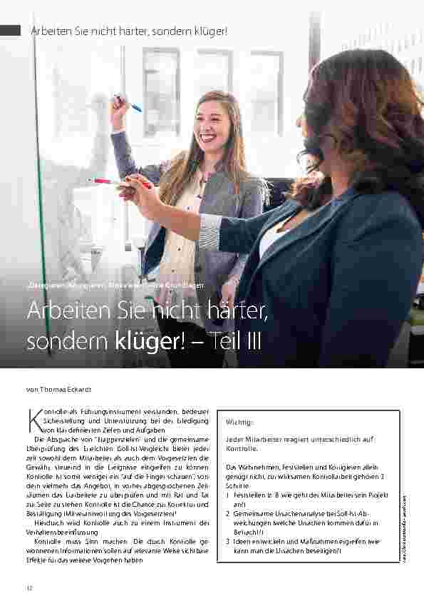 Vorschauseite 1: Arbeiten Sie nicht härter, sondern klüger! – Teil III