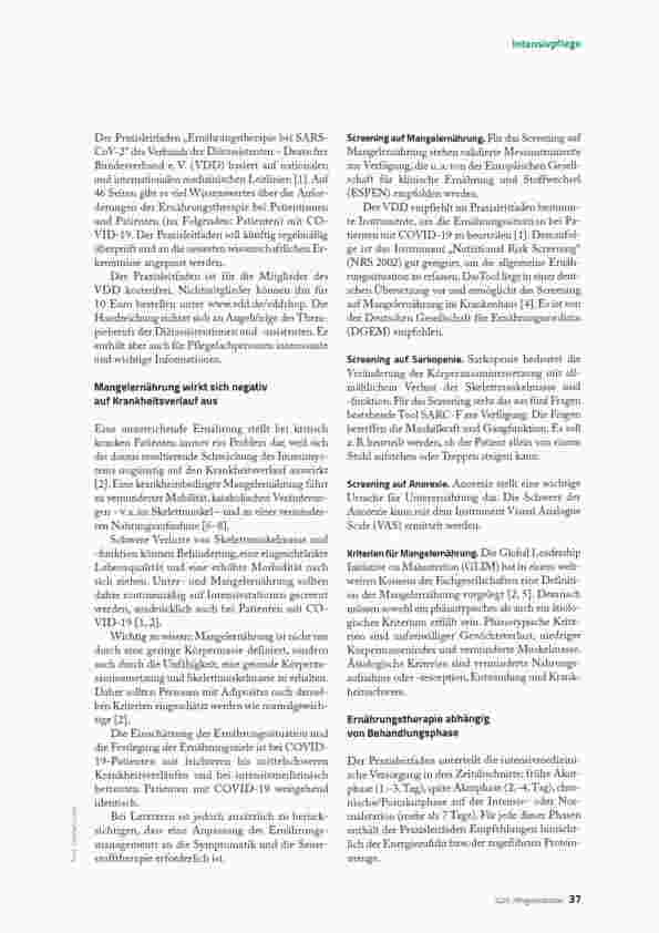Vorschauseite 2: COVID-19: Patienten adäquat ernähren