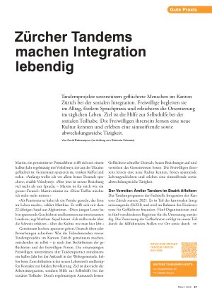 Vorschauseite 1: Zürcher Tandems machen Integration lebendig