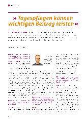 Vorschauseite 1: "Tagespflegen können wichtigen Beitrag leisten."