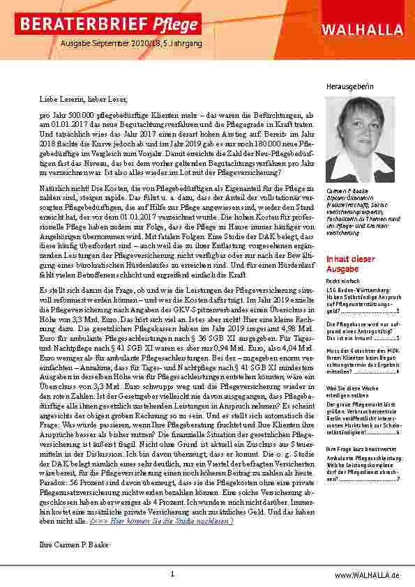 Vorschauseite 1: Zusammenfassung Beraterbrief Pflege