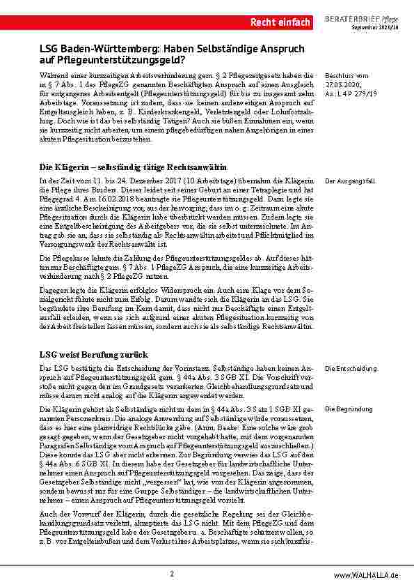 Vorschauseite 2: Zusammenfassung Beraterbrief Pflege