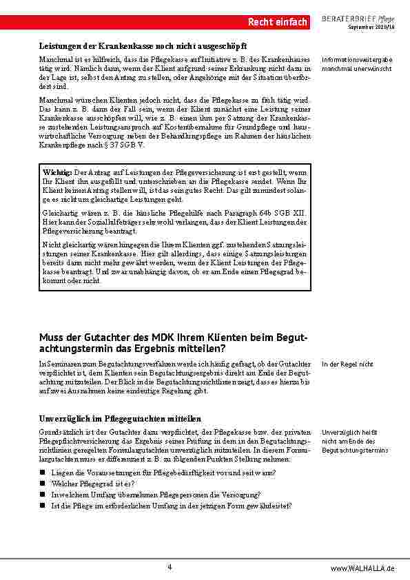 Vorschauseite 4: Zusammenfassung Beraterbrief Pflege